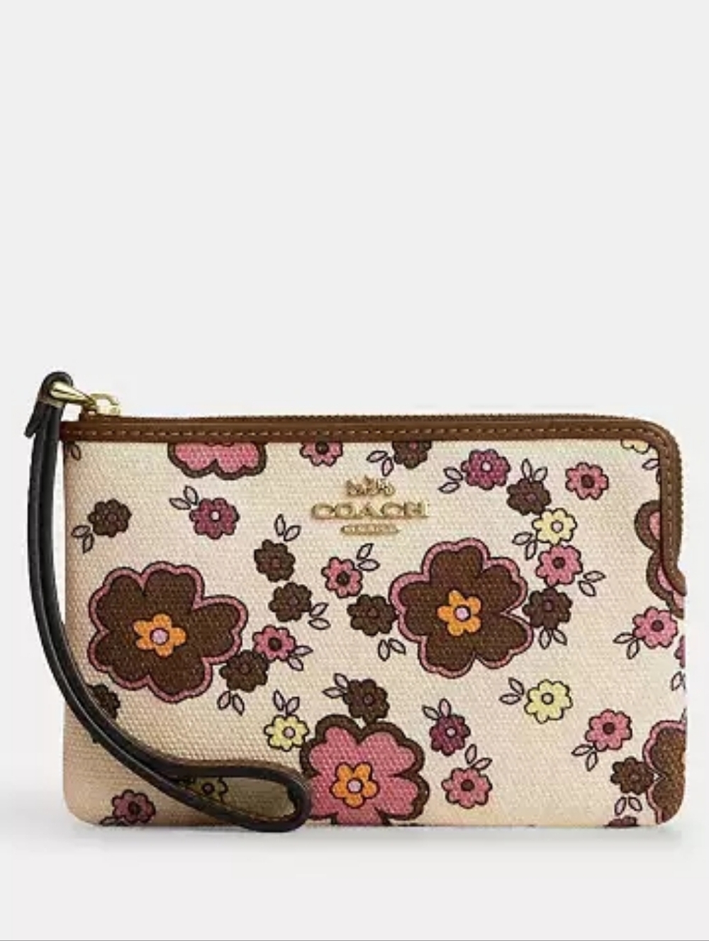 *NWT* COACH Corner Zip Wristlet With Floral Print